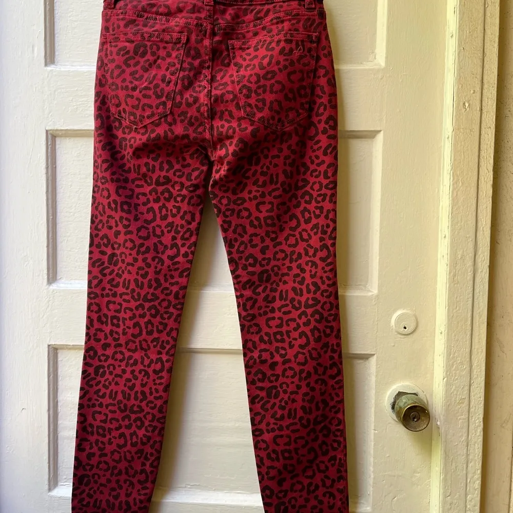 DL1961 Florence Club Instasculpt red black leopard print skinny stretch jeans 25 - Image 2