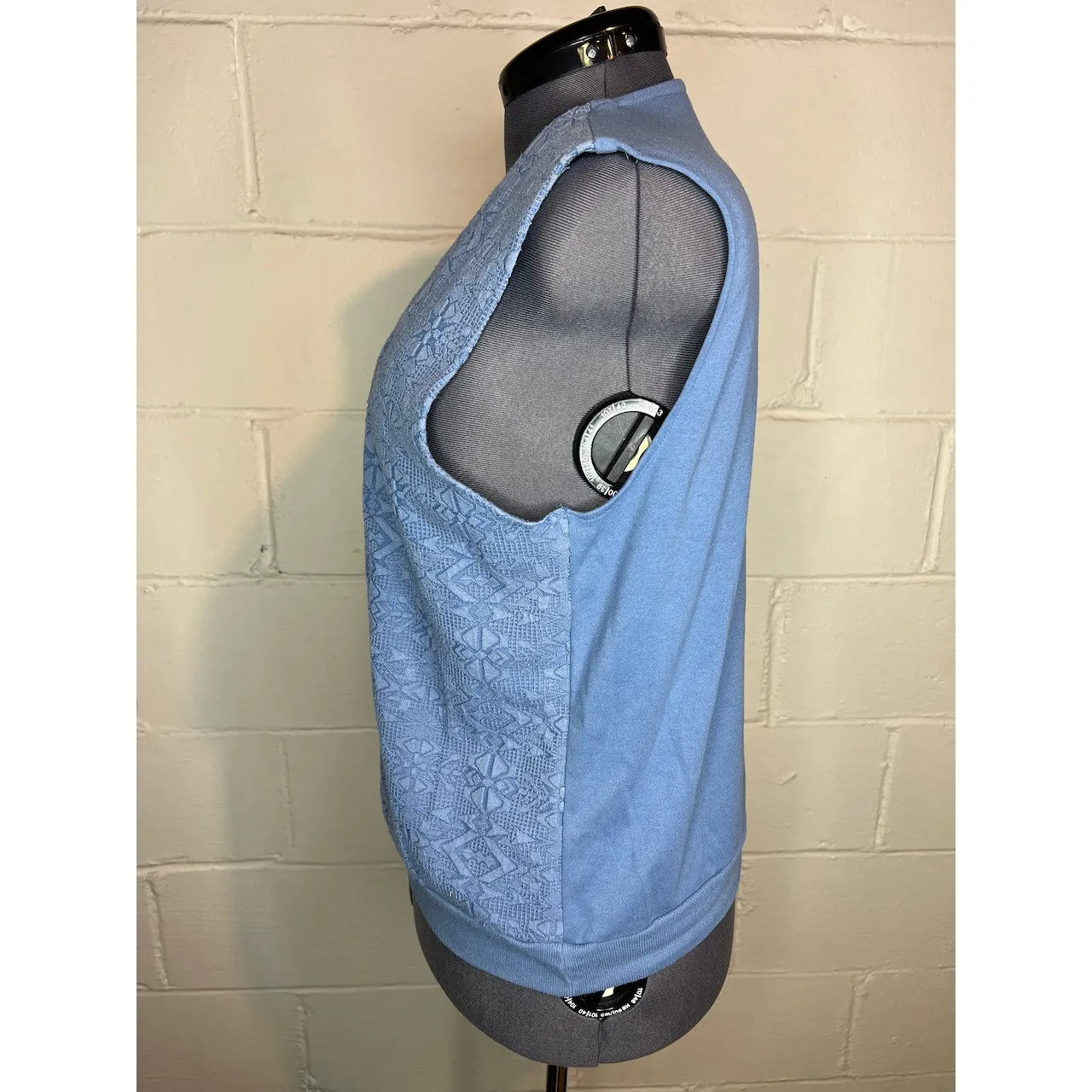 vest jersey textured blue 1980s Size M - Image 14