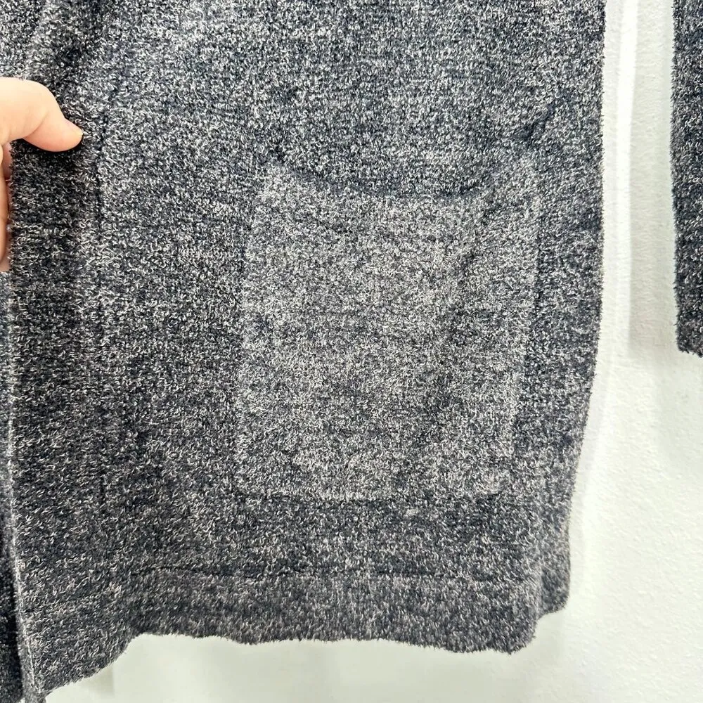 Barefoot Dreams CozyChic Luxe Size M Dark Grey Cozy Loungewear Hooded Open Front - Image 6