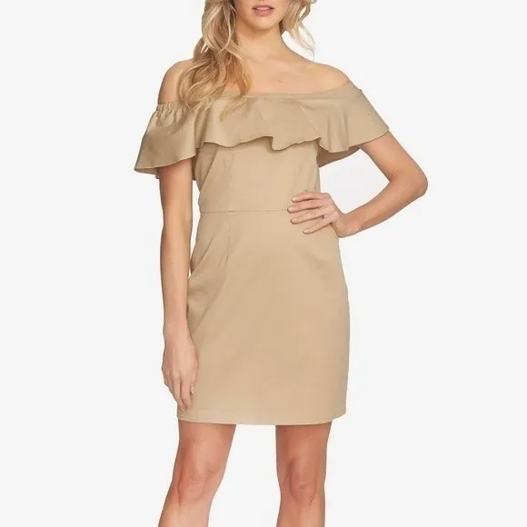 1. STATE Womens Khaki Sleeveless Above The Knee Sheath Dress - Image 5