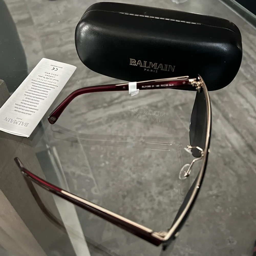 BALMAIN Sunglasses with Red Frames 70MM + Case New w/Tag Retail $325 - Image 13