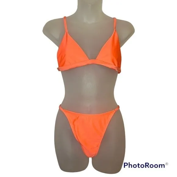 Orange Triangle Bikini Swimsuit Size Medium - Image 2