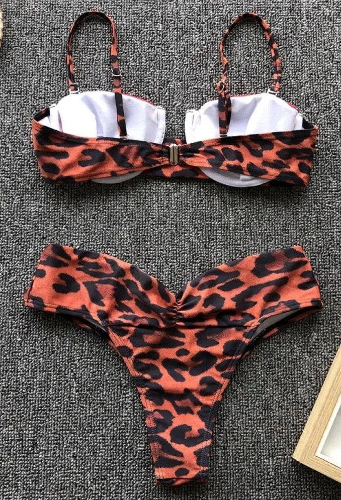 1628 Clearance cheetah print red bikini - Image 5