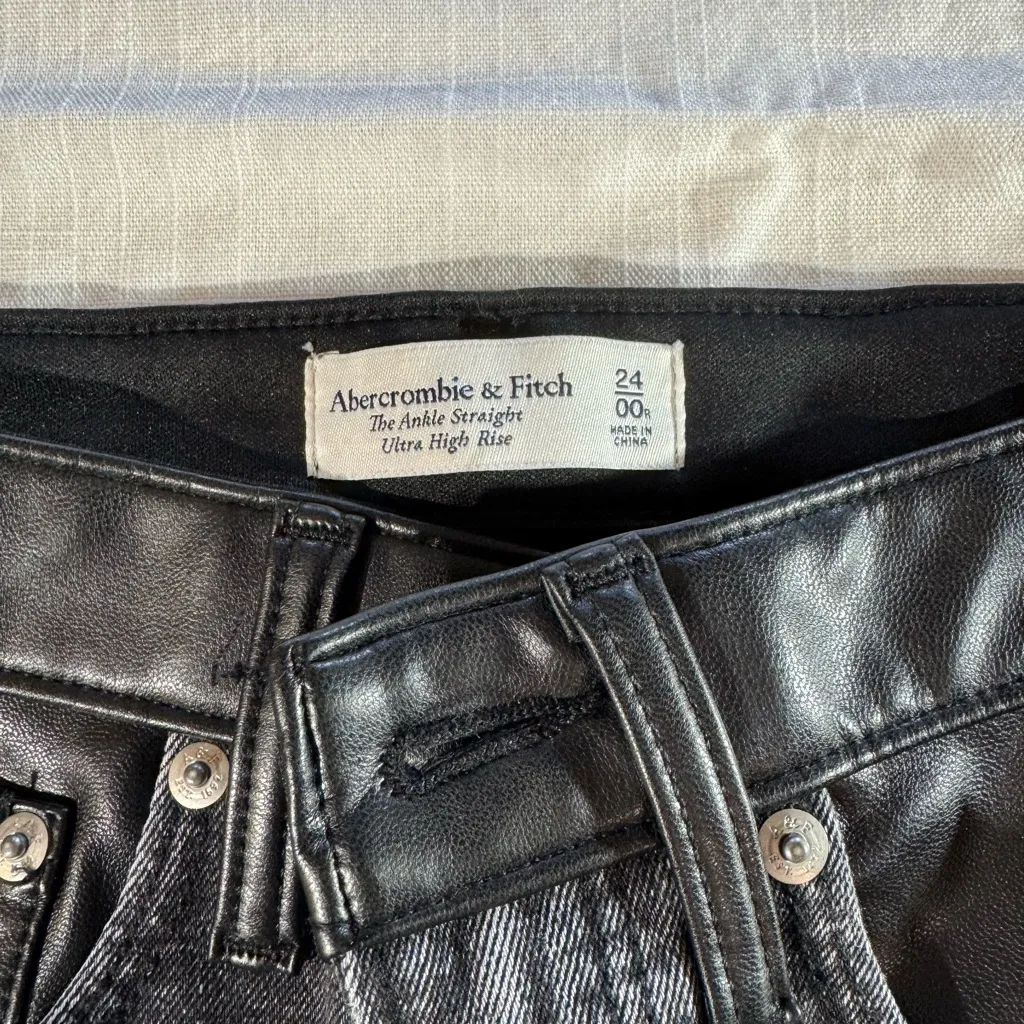 Abercrombie & Fitch Shiny Black High Rise Pants - Image 2