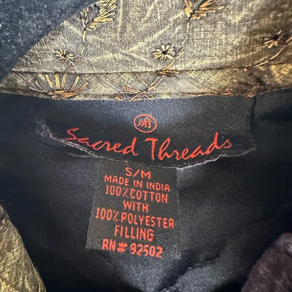Sacred Threads Floral Embroidered Patchwork Jacket Women's Size S/M - Image 3