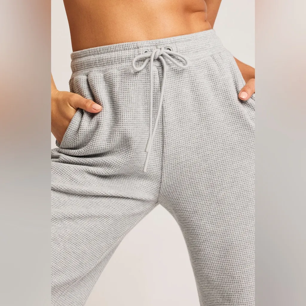 Negative Underwear Waffle Knit Track Pant in Heather Grey, Size X - Image 3