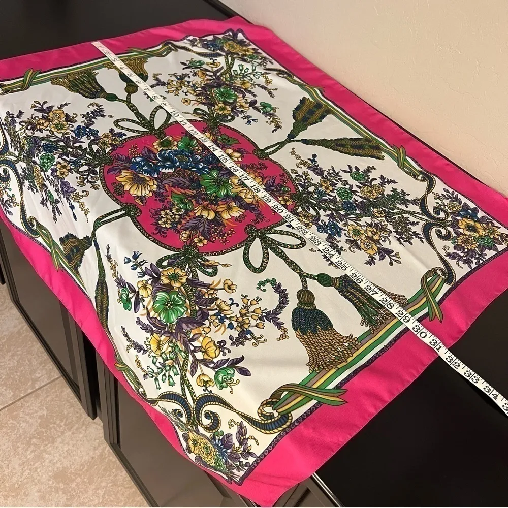 SCARF square colorful and elegant, floral print, quality polyester 31”x31” - Image 4