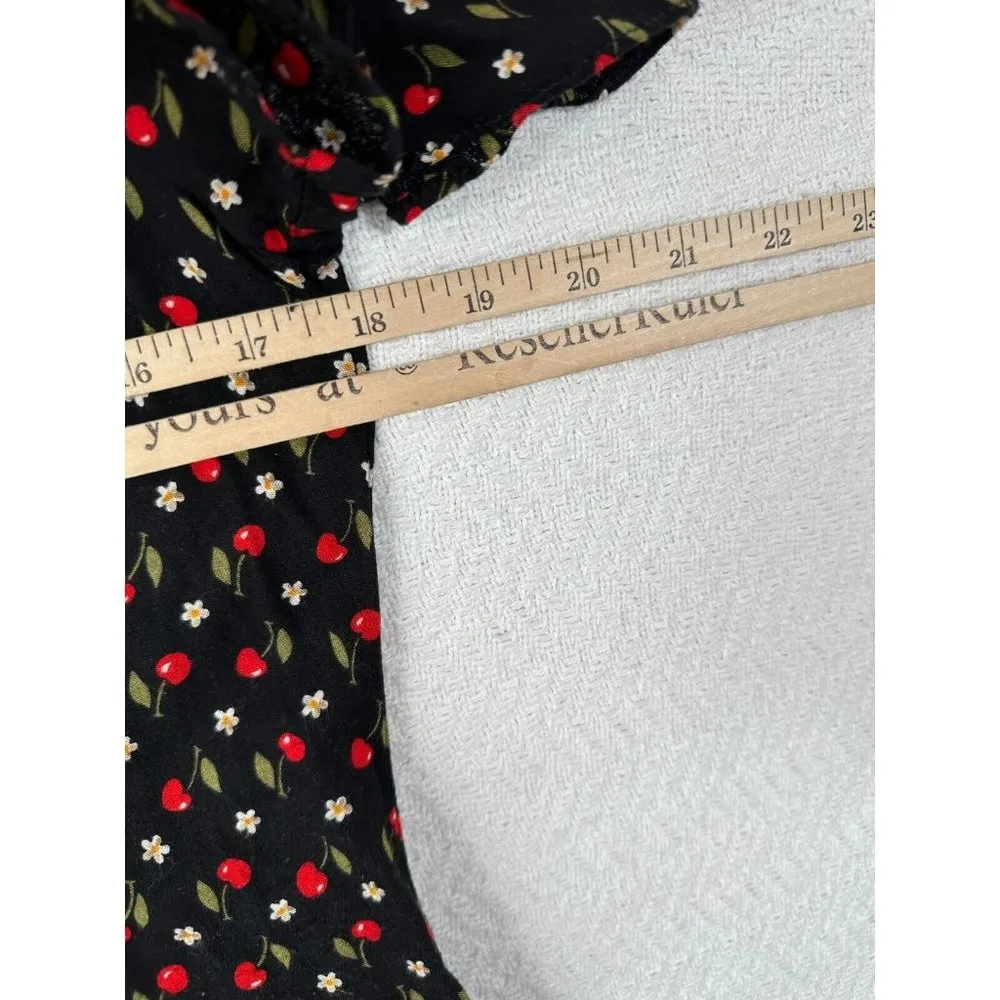 Vintage Ms Choice Womens 10 Romper Jumpsuit 90s Floral Black Red Short Sleeve US - Image 10