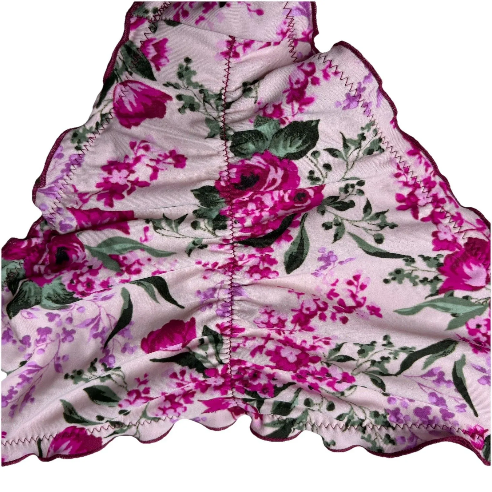 Mossimo Bikini Bottom Pink Cheeky Ruched Back Floral Burgundy Swimwear Size XL - Image 4