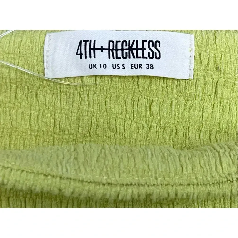 4th & Reckless Y2K Rita Textured Stretch Smocked Midi Dress Sz S Key Lime NWT - Image 6