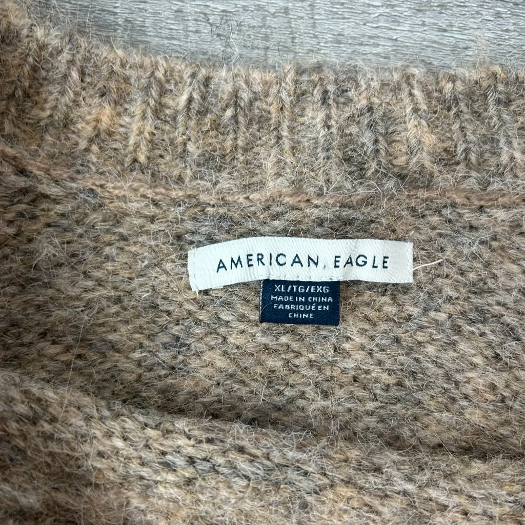 American Eagle Beige Cozy Bow Crop Long Sleeve Sweater Boxy Fit Size XL - Image 4