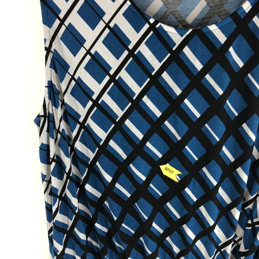 Leota Womens Helene Peplum Top Criss-Cross Scoop Neck Sleeveless Stretch Blue XL - Image 2