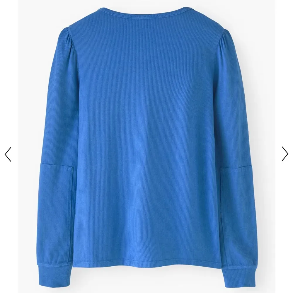 Rib Henley Hemp & organic cotton Blue Size 10 - Image 2