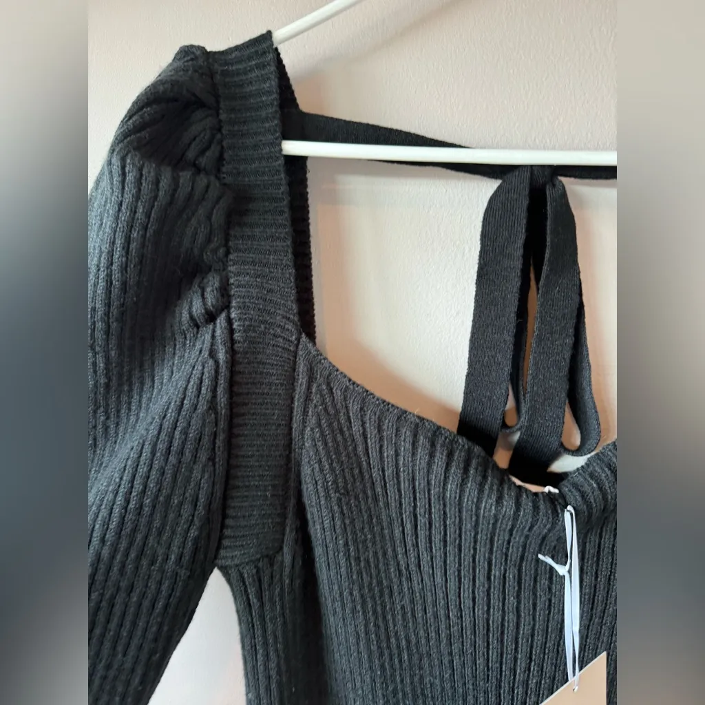 Charles Henry NWT Women’s Black Ribbed Long Sleeve Sweater Dress Size Medium - Image 5