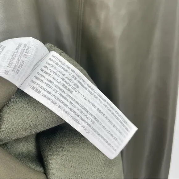 Abercrombie & Fitch Vegan Leather Shift Mini Dress Large Olive Futuristic‎ - Image 9