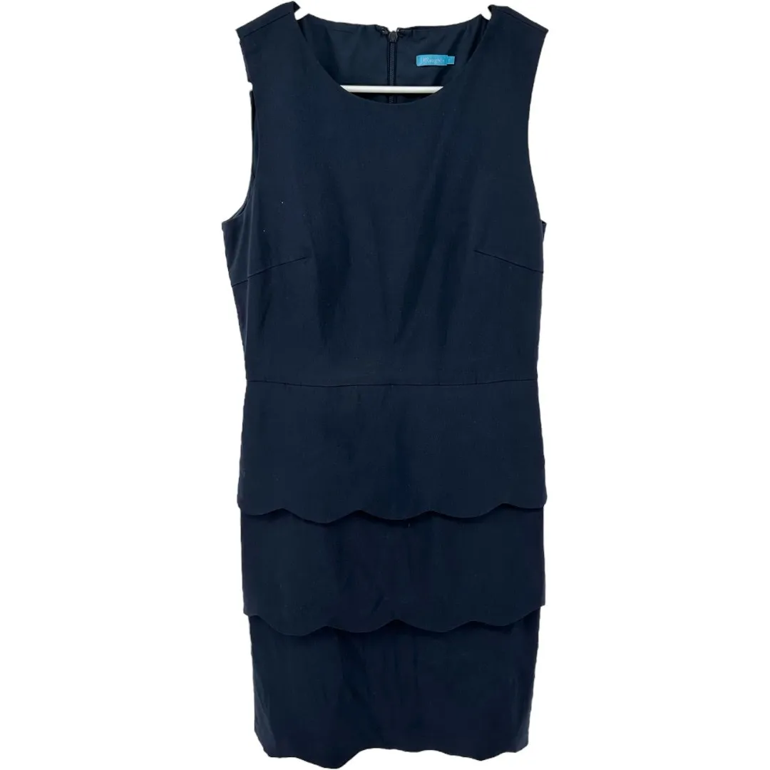J.McLaughlin Providence Sheath Dress Bainbridge Tier Scallop Knee Length Navy 6 - Image 2