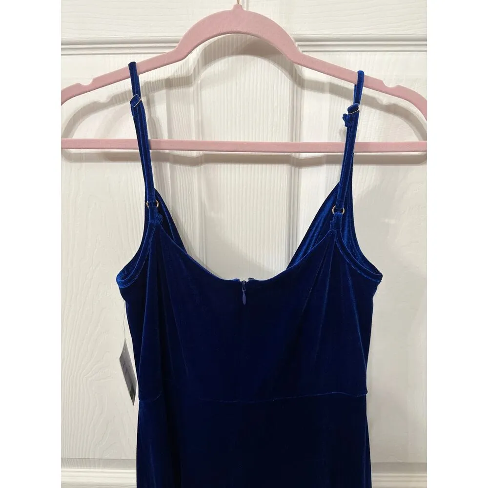 NWT Taylor Royal Blue Velvet Fringe Cowl Neck Dress, Sz 8 Size M - Image 6