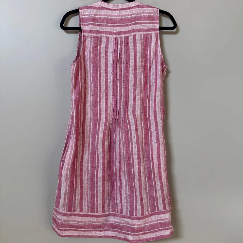Faherty Isha Sleevless Dress Stripe Linen Mini Sundress Resort sz Small - Image 5