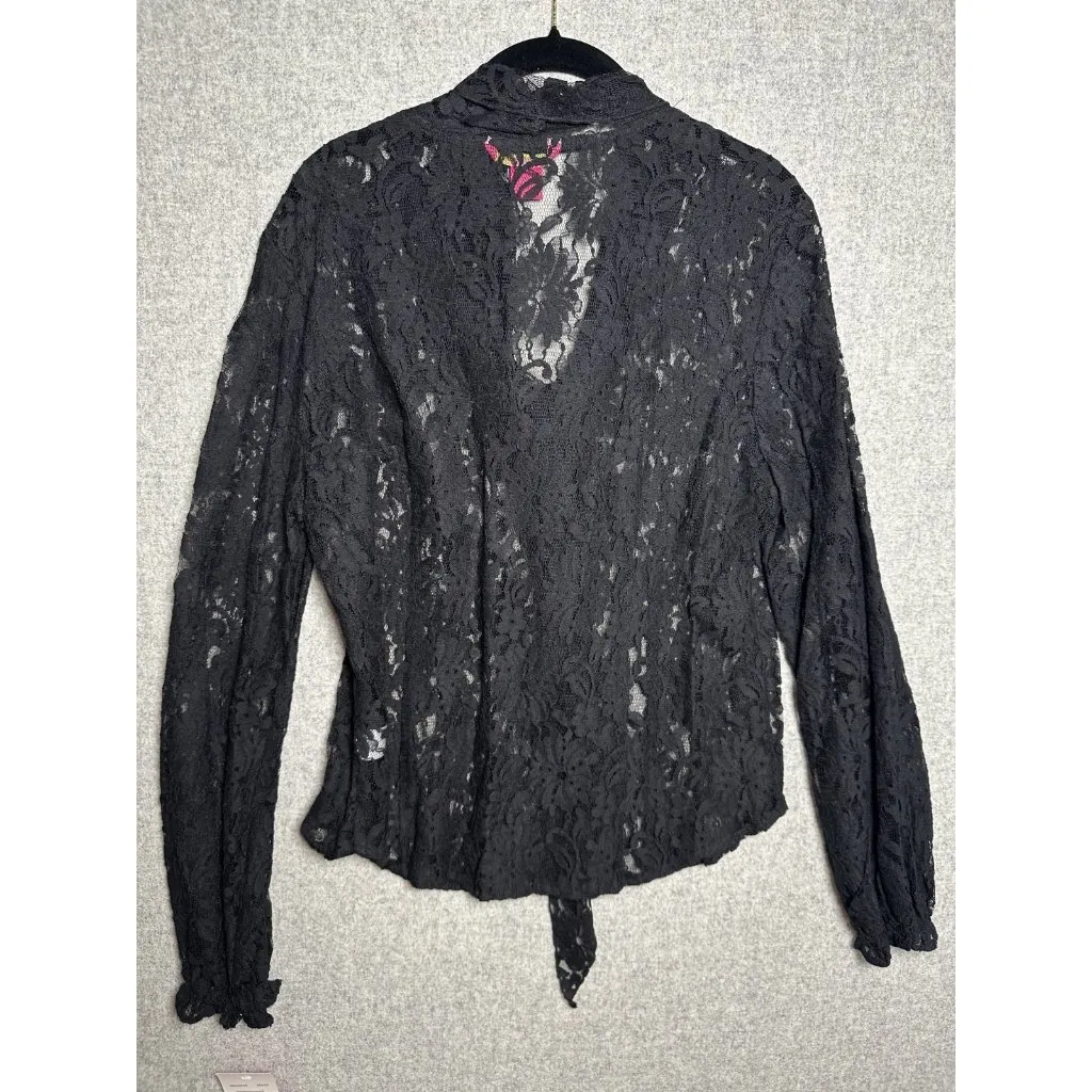 NWT Sunny Leigh XL Womens Top Blouse Bow Bell Sleeve Lace Whimsigoth Romantic - Image 10