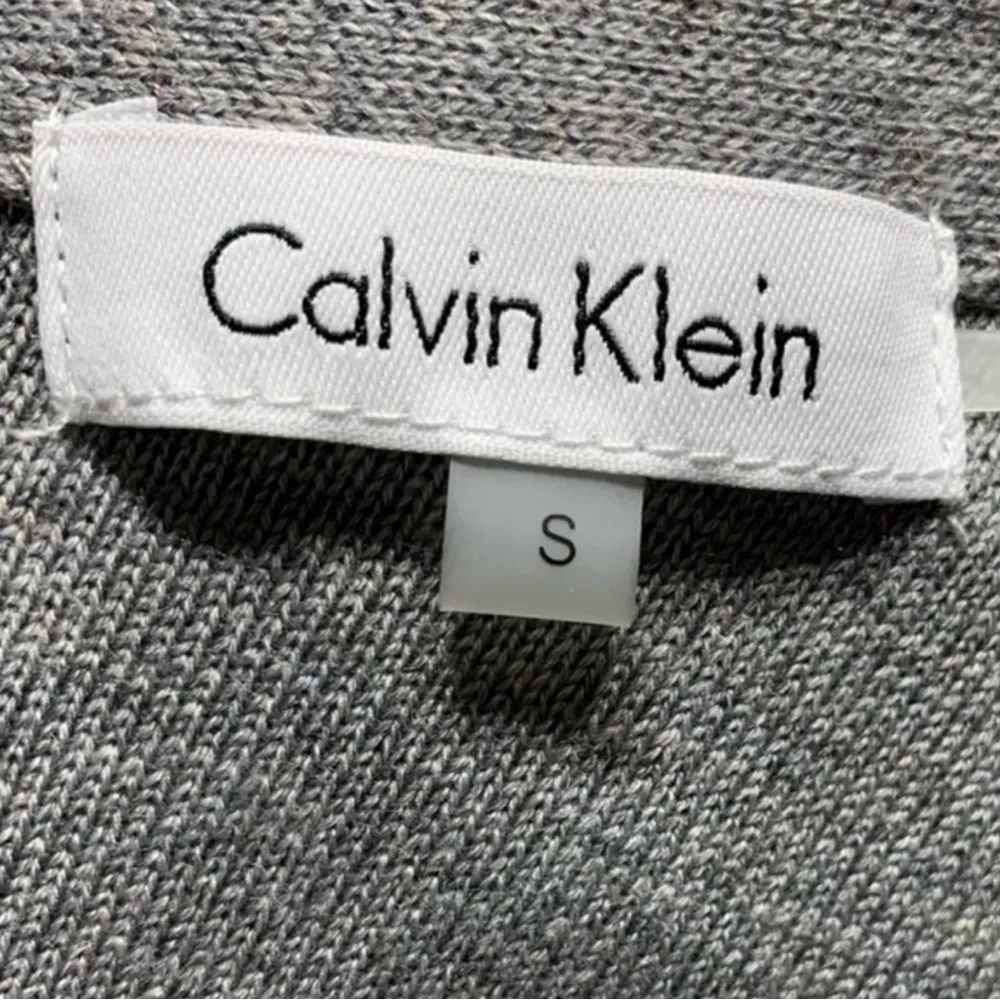 Calvin Klein Wool Blend Gray Striped Open Cardigan Small - Image 4