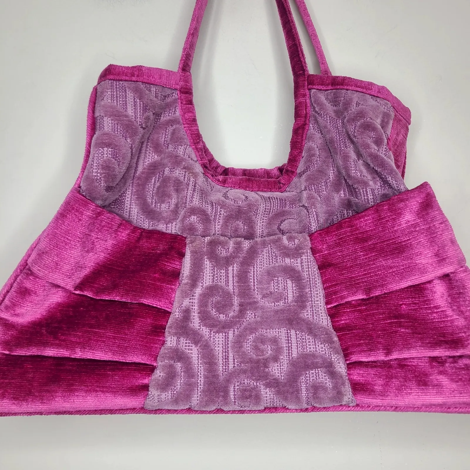 Offhand Designs Knitting Project Bag Carpet Bag Purple Pink Swirl Design Rare - Image 3