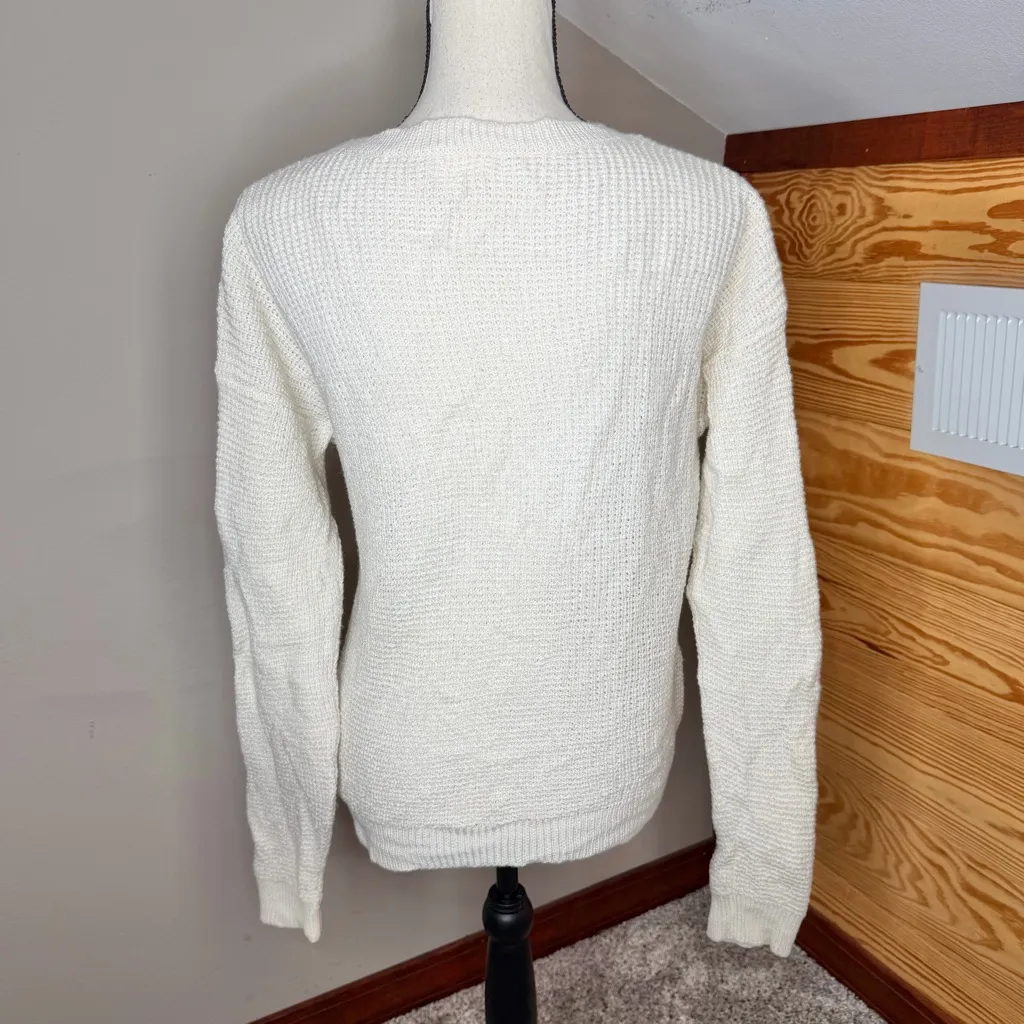 Aritzia Wilfred Free Crewneck Merino Wool Knit Sweater Cream White Medium M - Image 2