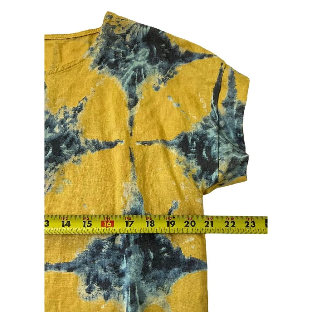 Bella Umbra Yellow Tie Dye Italy Linen Shirt Women Top Size Small | 32 - Image 7
