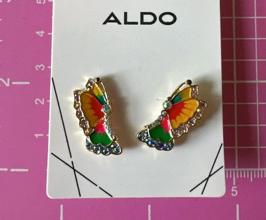 ALDO  earrings multi colored butterfly studs/ helix piercing multi function - Image 4