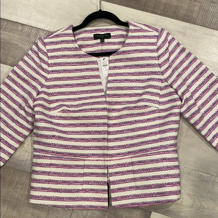 Talbots pink, blue ,off white stripe blazer - Image 2