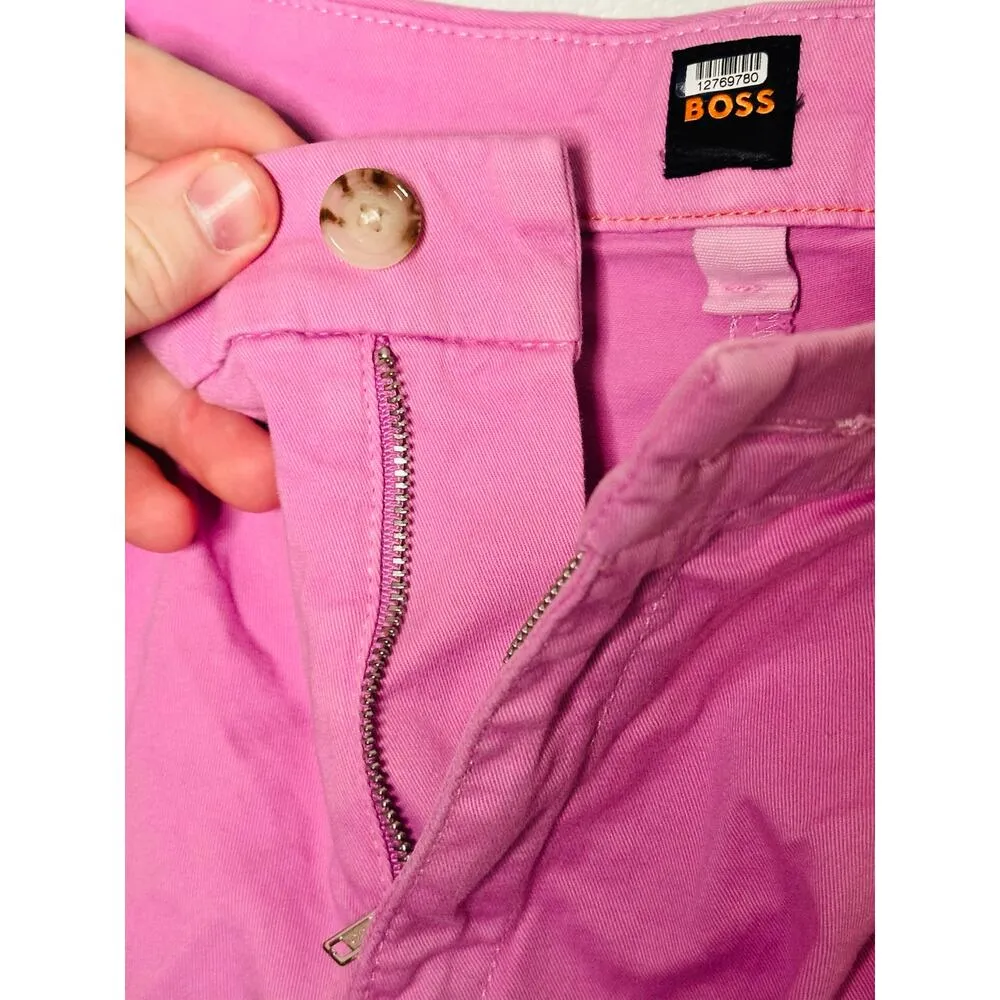 BOSS Pink Cotton Zip Up Relaxed Fit Taggie Shorts Size US 4 - Image 5
