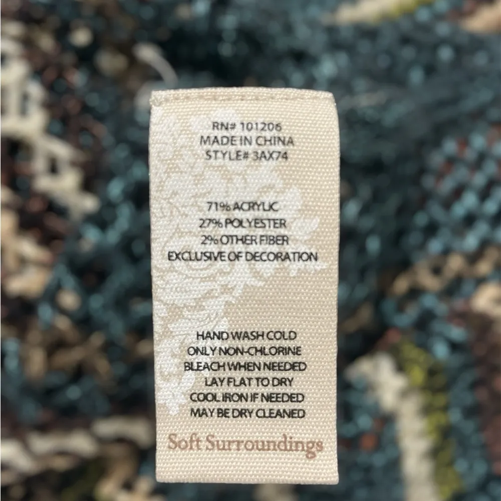 Soft Surroundings Metallic Striped Crochet Knit Tunic Sweater PS Multicolor Boho - Image 10