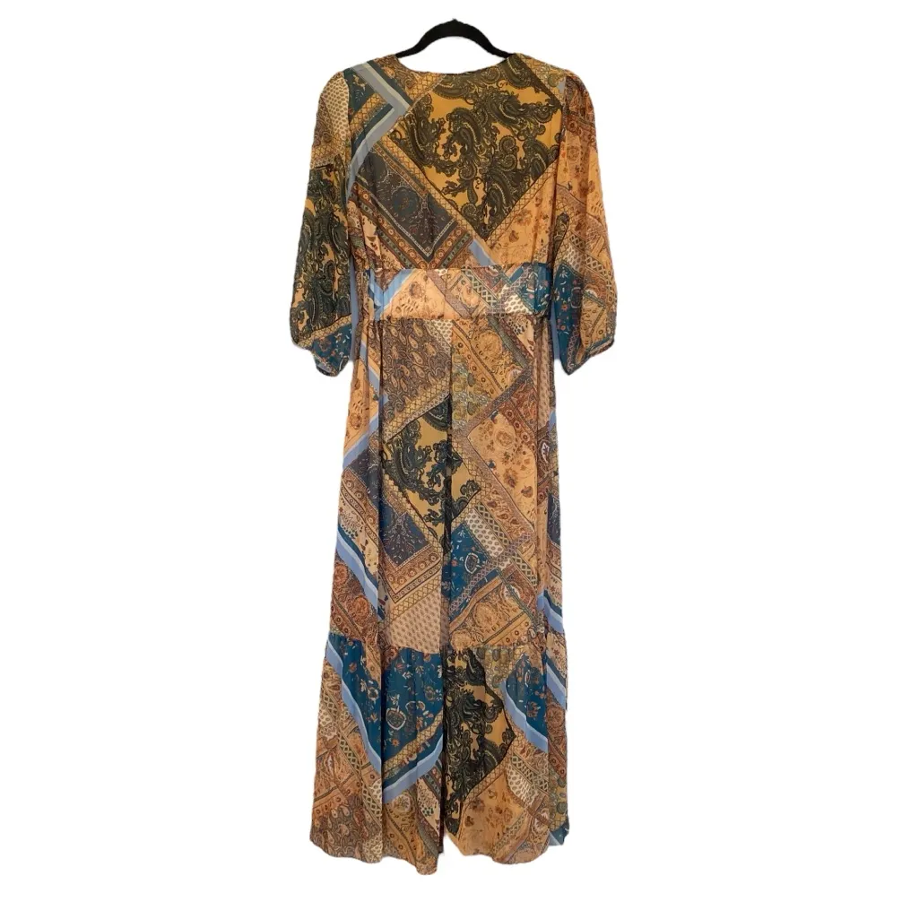 Nocturne Boho Print Long Sleeve Plunge Tiered Maxi Dress | Prairie Cottagecore Size M - Image 7