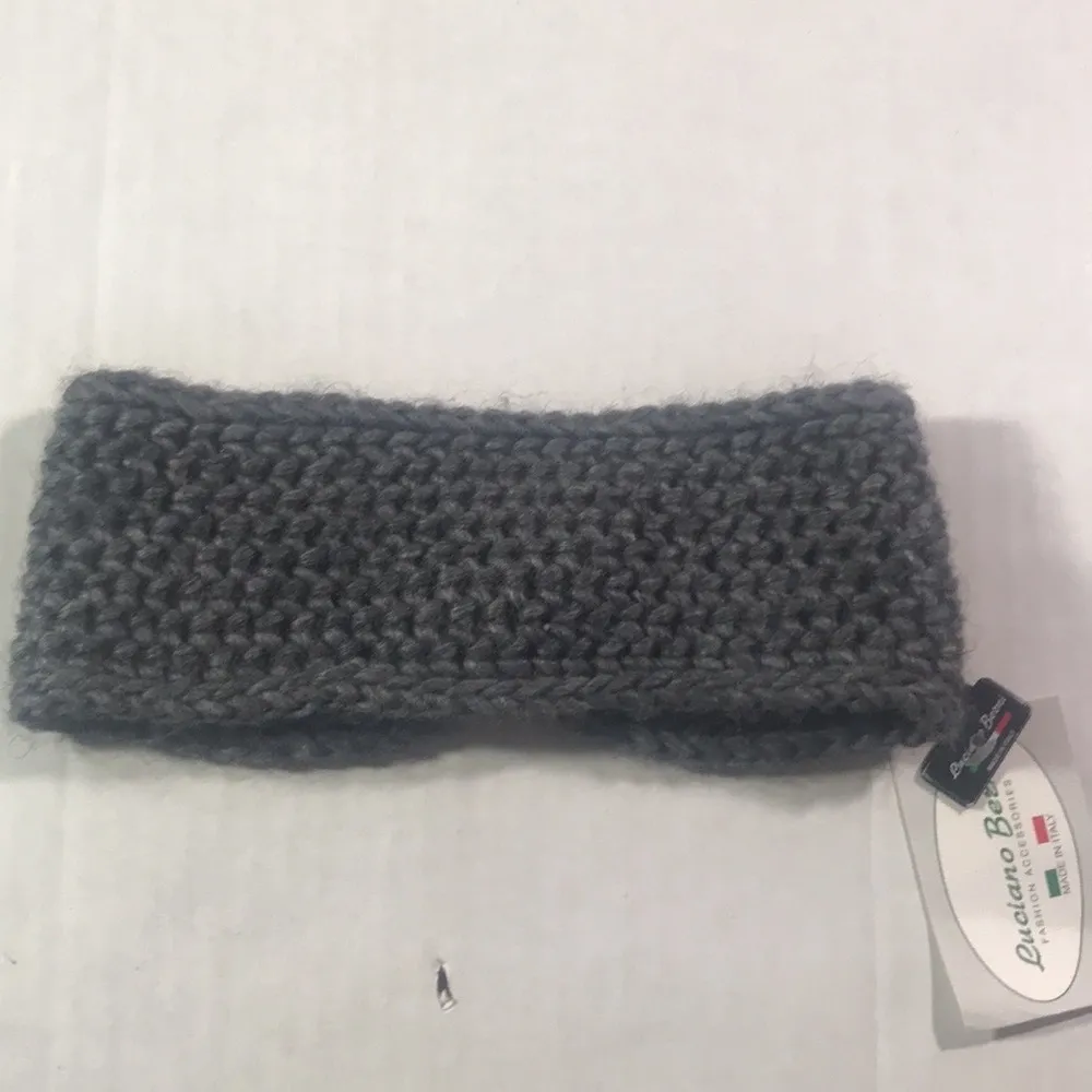 Luciano Benzi Italian Fashion Wool/Alpaca Blend Knit Gray Ear Warmer - Image 6