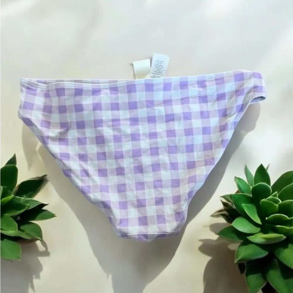 Aerie NWT Purple Gingham Bikini Bottoms Medium - Image 2