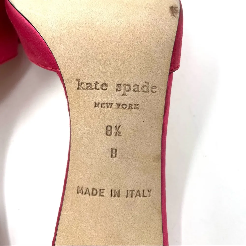 KATE SPADE fuchsia pink satin high heel slides, size 8.5 made in Italy, NWOT - Image 13