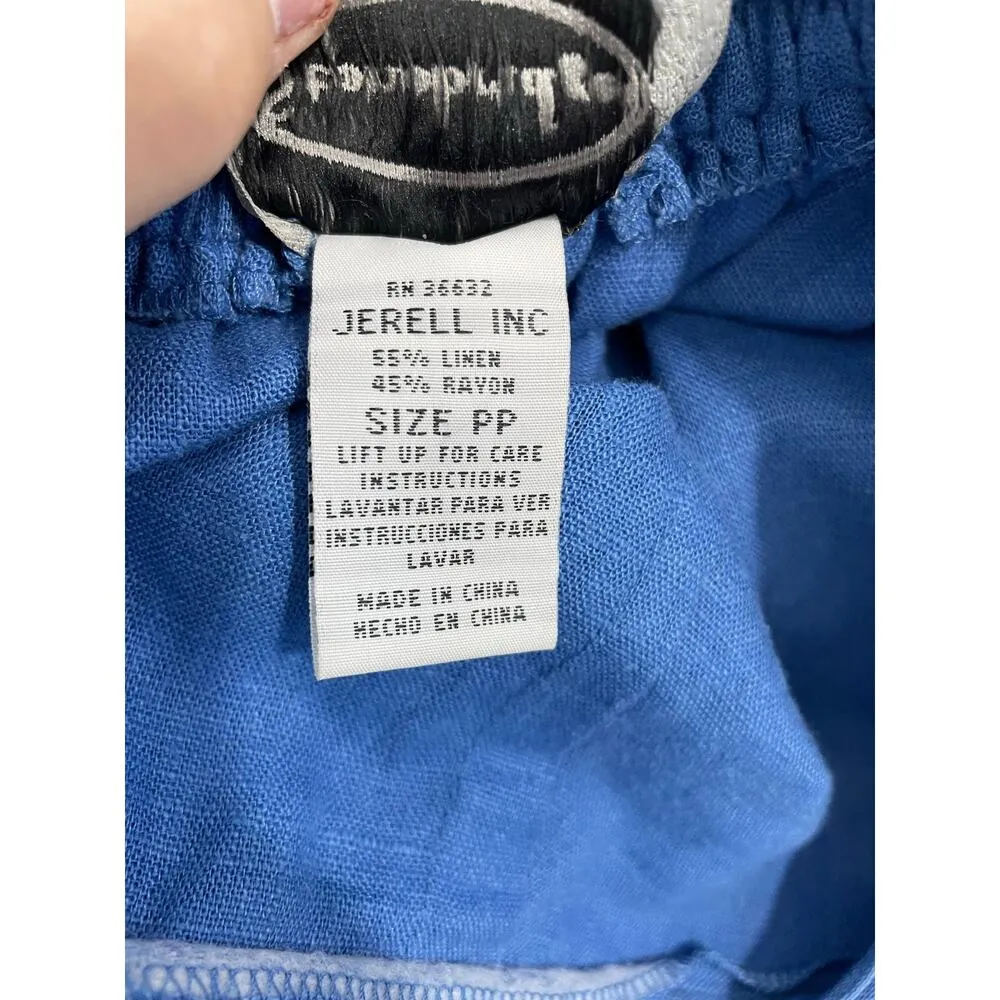 Vintage Stonebridge Linen Blend Maxi Skirt XXS Blue Painted Whimsical Cats Artsy - Image 7