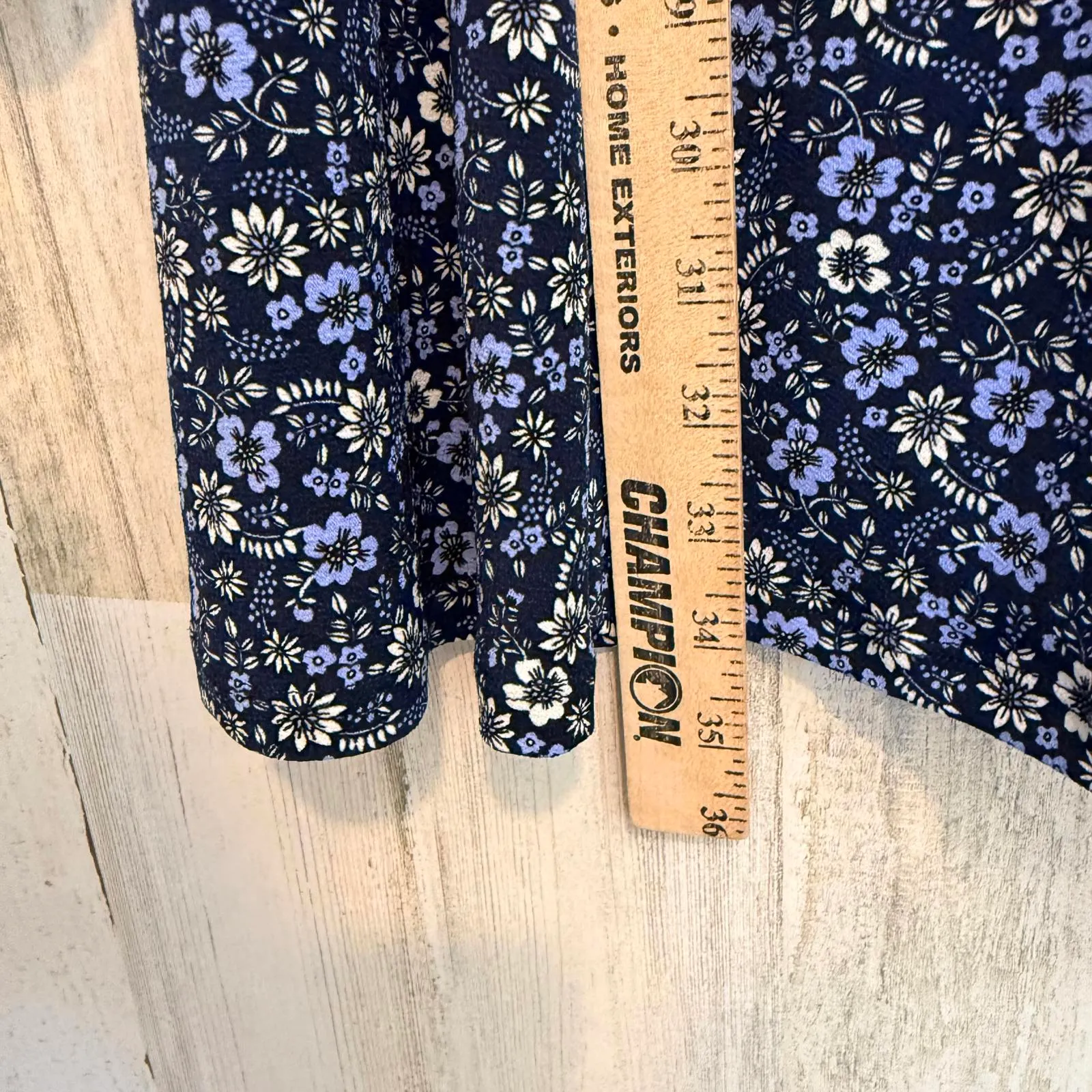 Floral Long Sleeve Babydoll Dress Boho Cottagecore Blue White Women's XL Stretch - Image 11