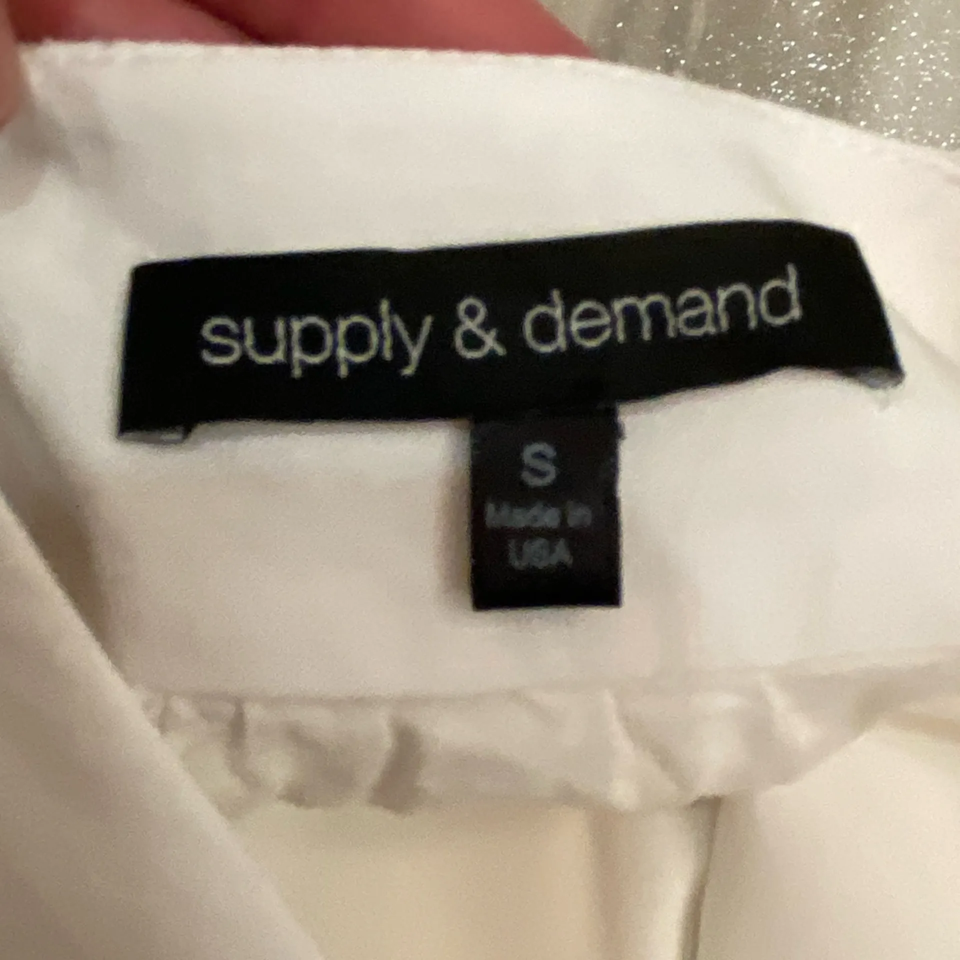 Supply and Demand White Rayon Top with Colorful Embroidery on Sleeves, Small - Image 3