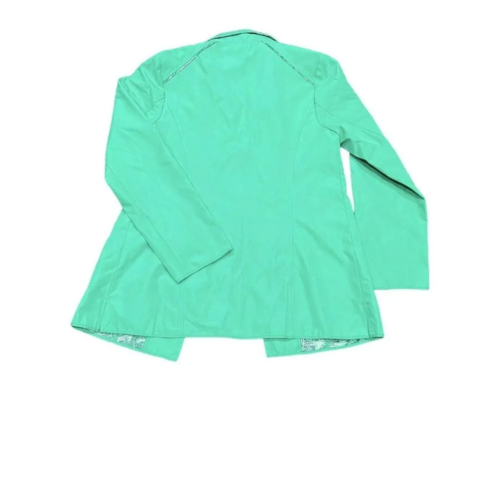 Dennis Basso Women's Sz XXS Water Resistant Button Front Jacket Green Paisley - Image 2