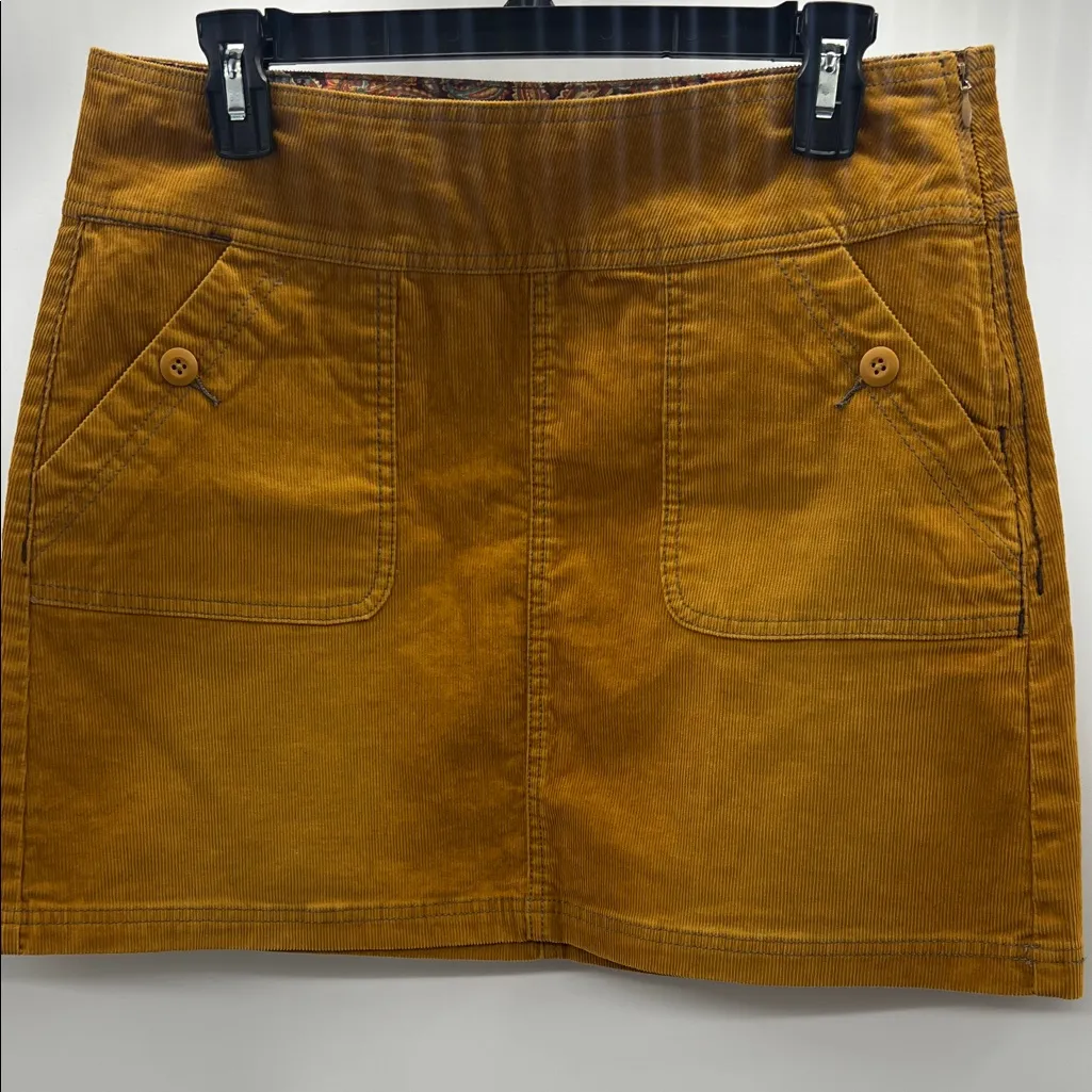 Prana Canyon Corduroy Mustard Mini Skirt size 8 - Image 2