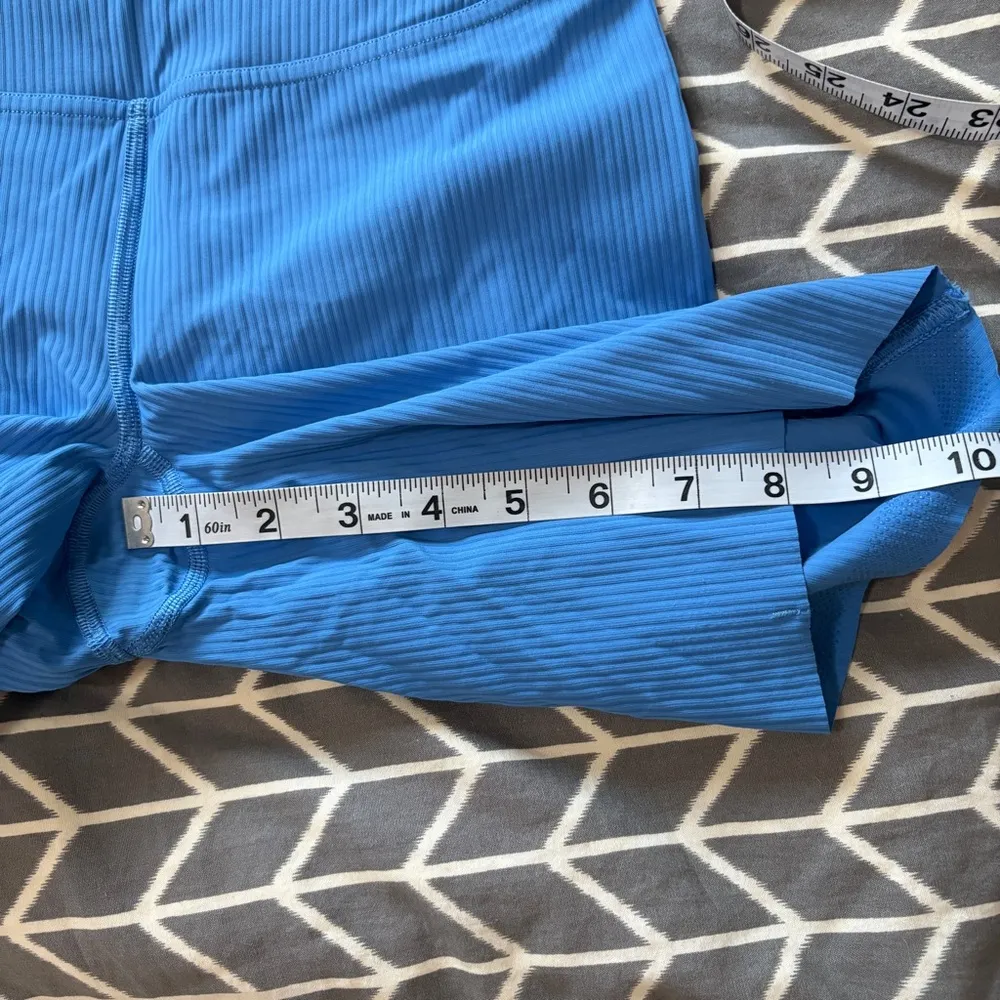 Lululemon Base Pace High Rise Biker Running Short 8" Ribbed Nulux Blue Nile Sz 6 - Image 9