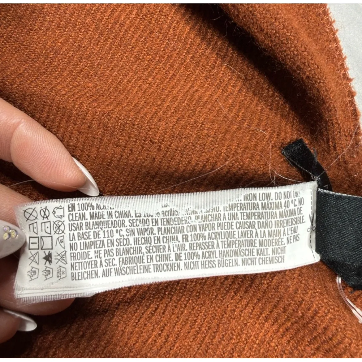 FOREVER 21 Rust Orange Fringed Poncho Cape One Size - Image 4