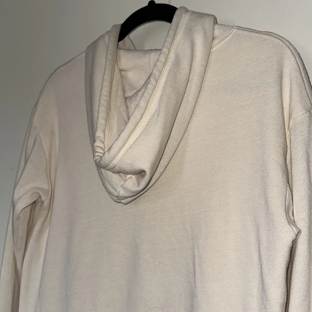 Sundry By Anthropologie Oversized Hoodie Ivory Pullover Sweatshirt sz 0 - Image 9