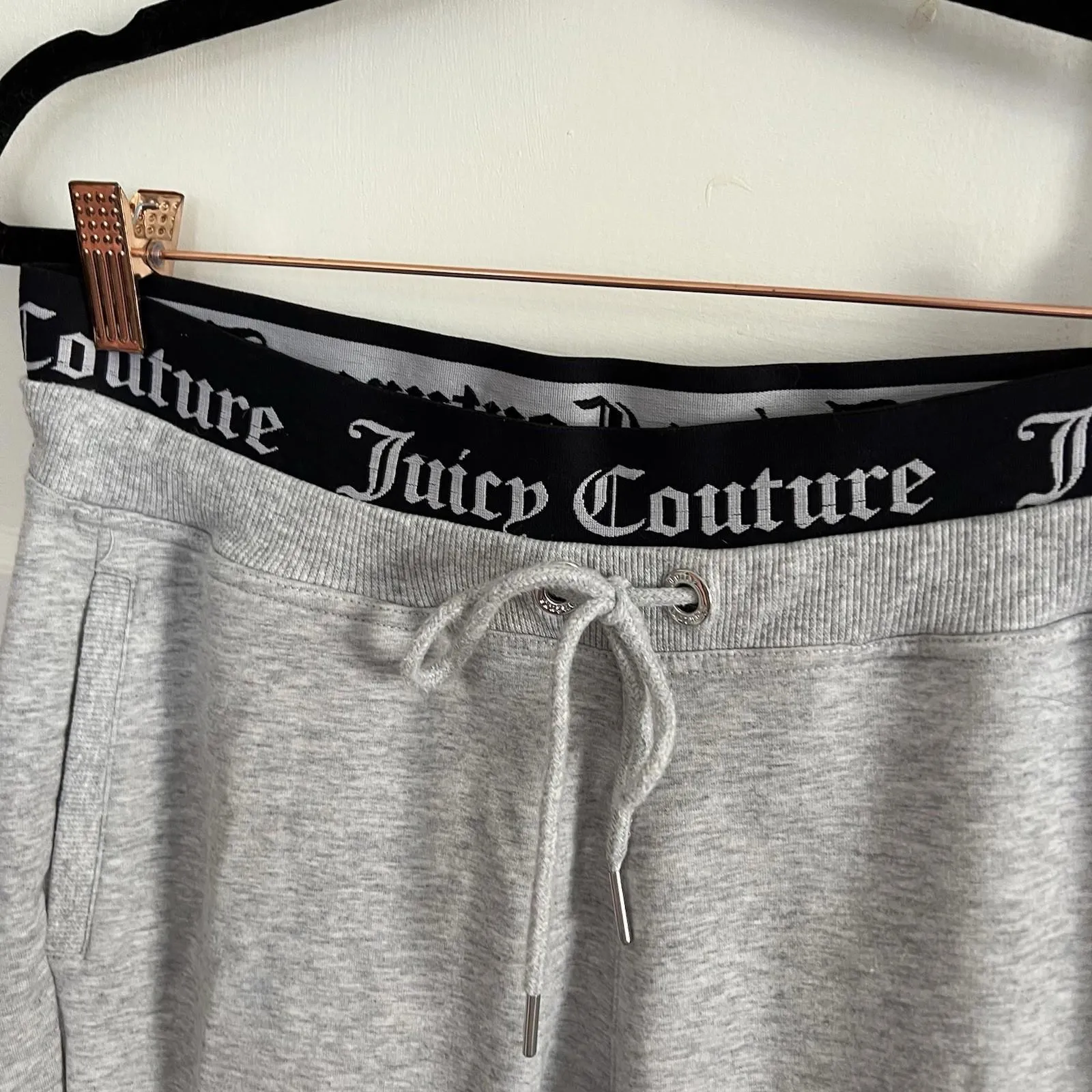 Juicy Couture Grey Sweatpants With Logo Printed Waistband Women's Size Medium - Image 5