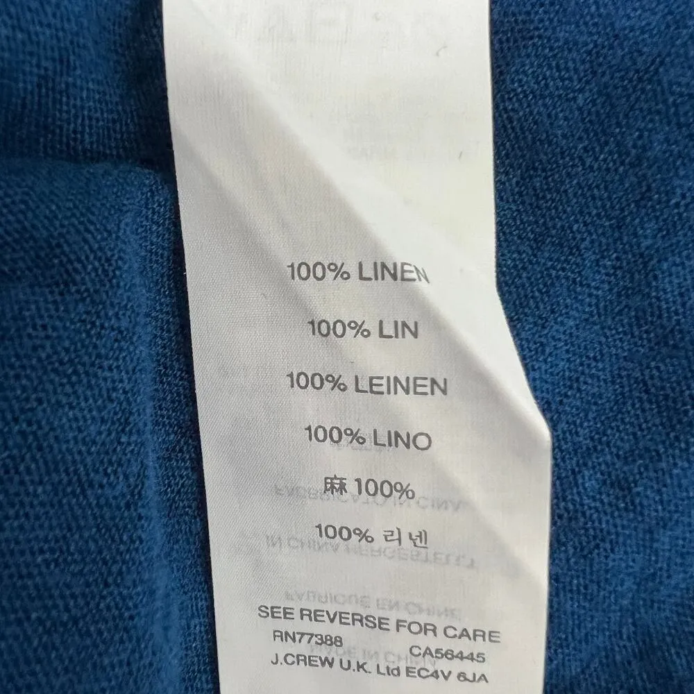 J. Crew Womens Top Small Linen Lagenlook Coastal Beachy Quiet Luxury Old Money Blue - Image 8