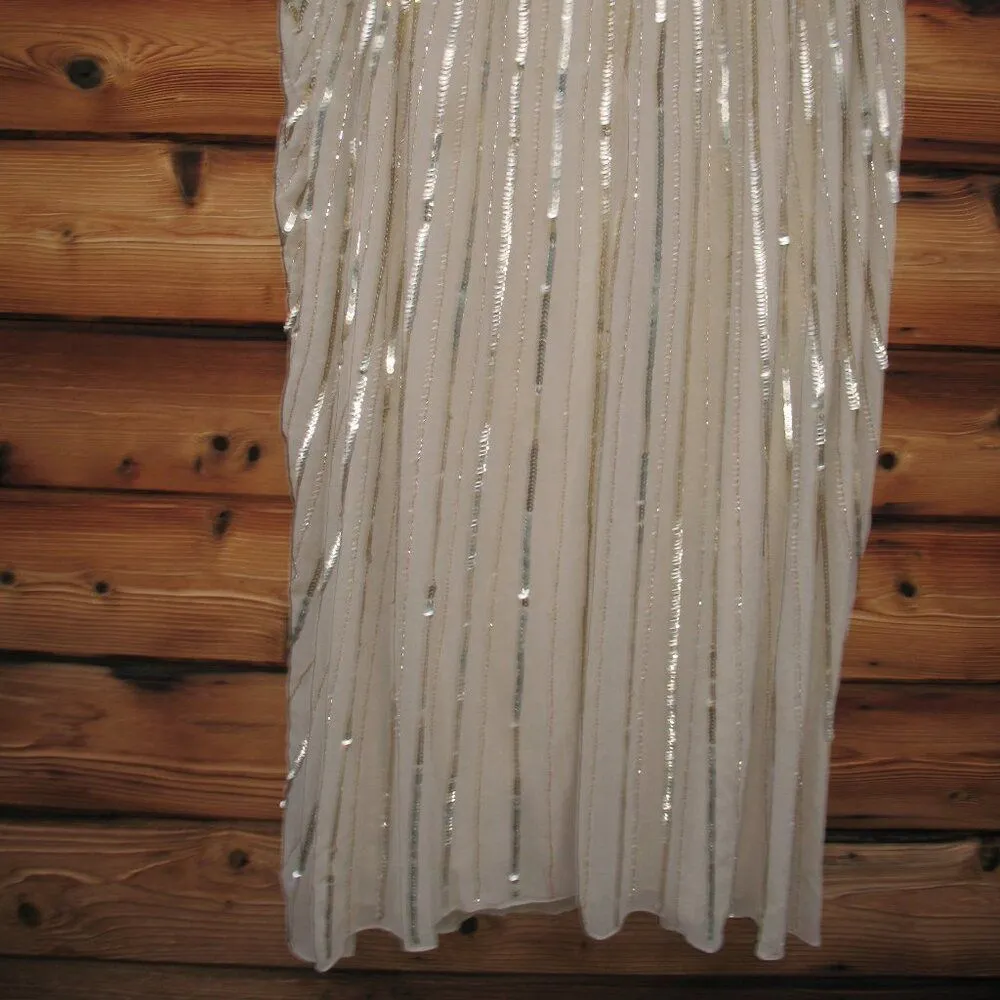 NWT Mac Duggal 93869 Gold Embellished Beaded Column Cape Gown 14 - Image 12