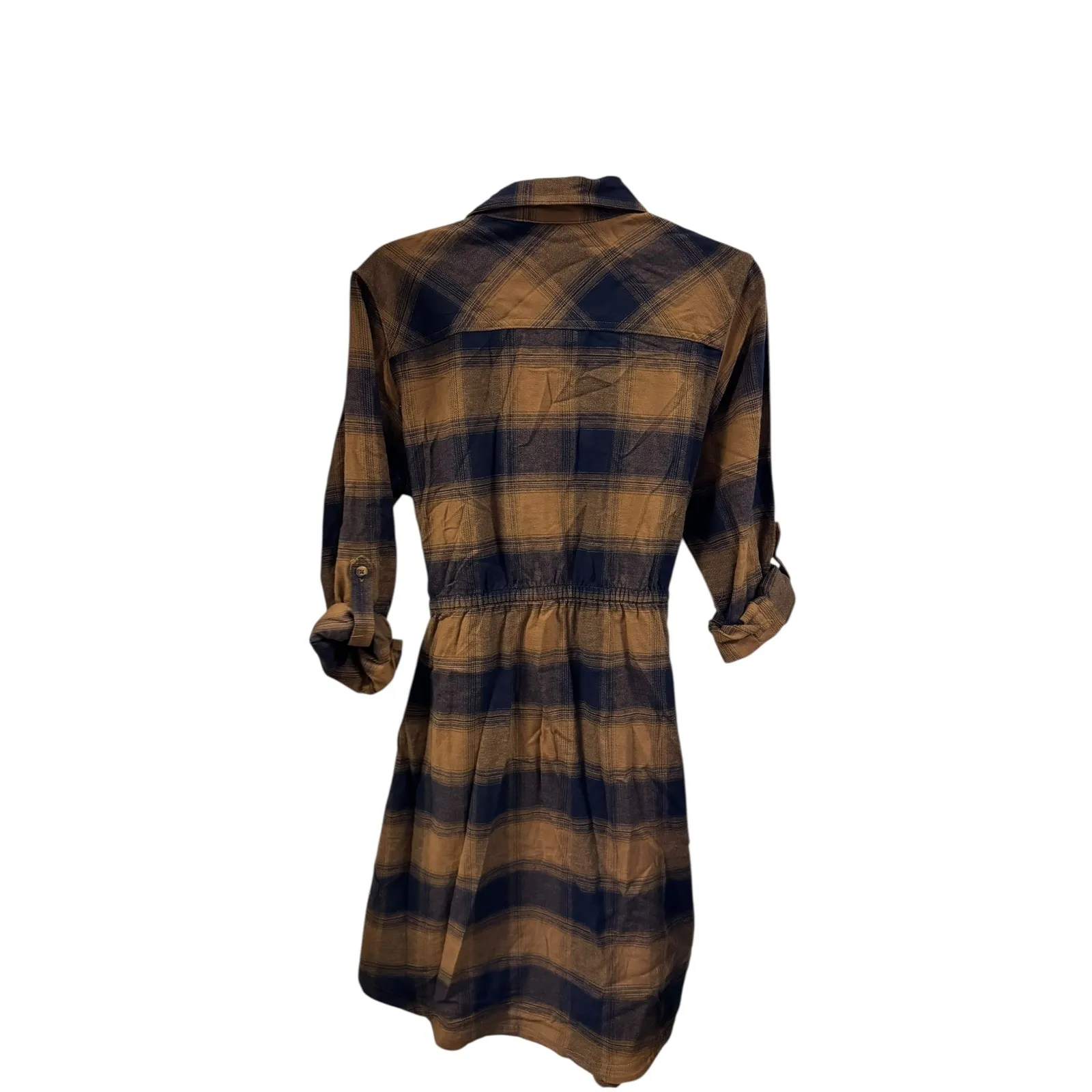 Columbia Women's Plaid Flannel Shirt Dress Belted Button Down Long Sleeve - Image 5