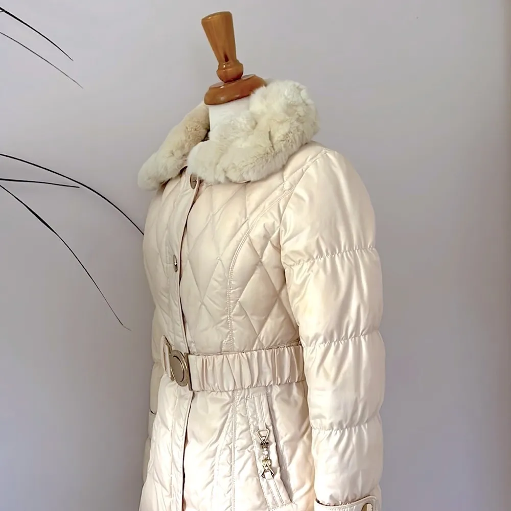 Winter down women’s coat with removable real fur, size S - Image 8