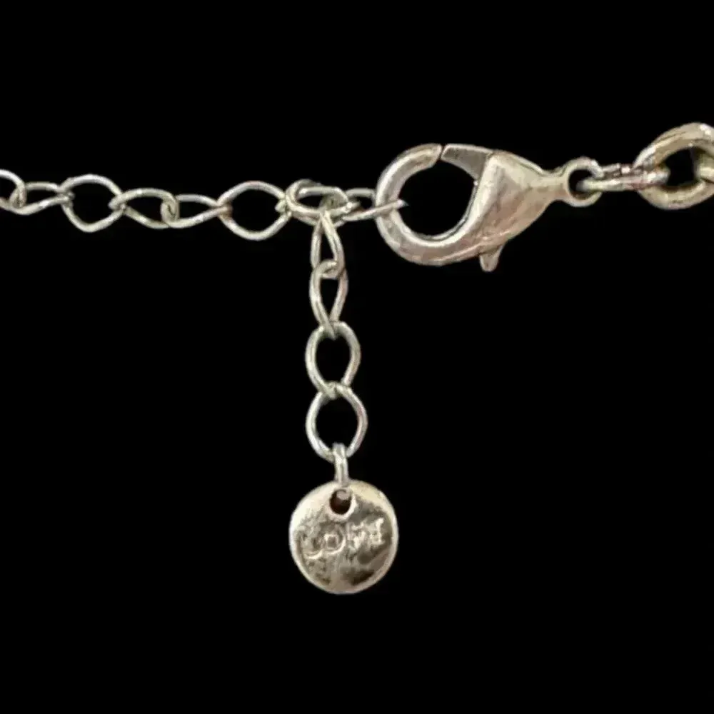 ANN TAYLOR LOFT Crystal Flower Necklace Silver Tone Mixed Metal Chain 17-19” - Image 4