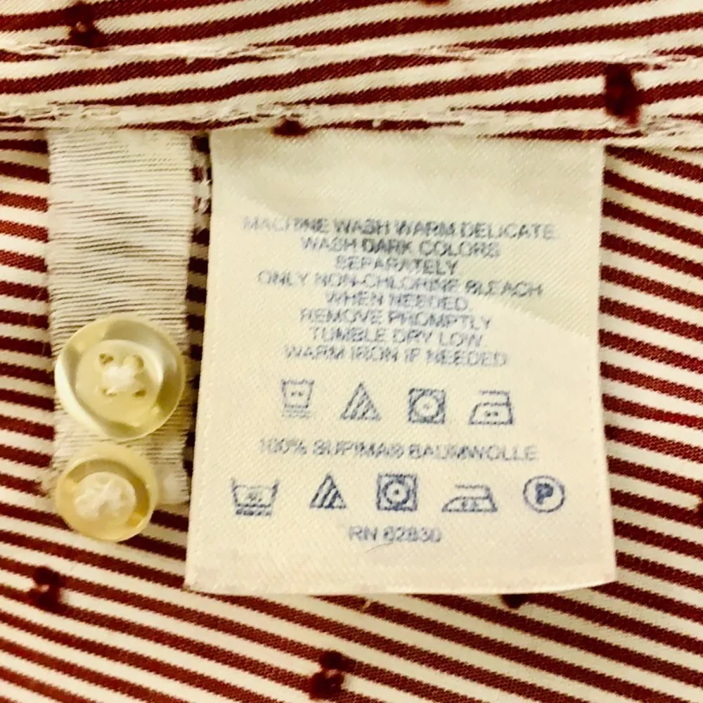 Lands’ End Pinstriped Polkadot Button Down Shirt. White Size 4P - Image 5